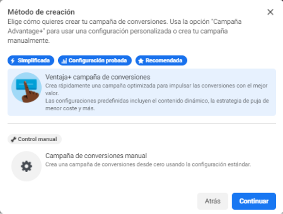 Campañas Advantage+ en Facebook Ads